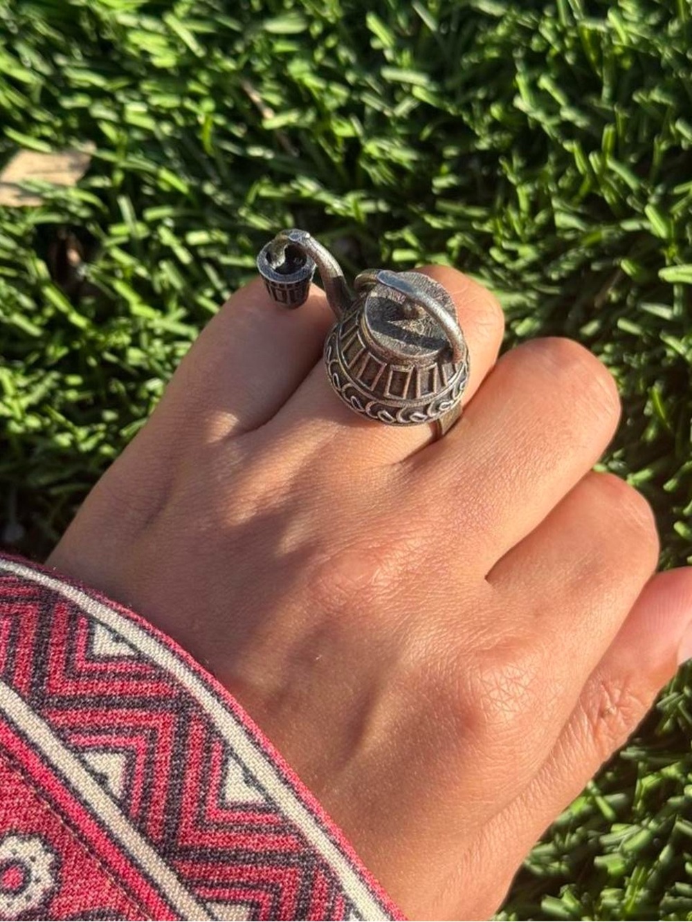 New | Indian Tea Set Oxidized Adjustable Ring